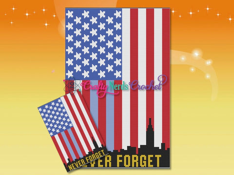 9-11 Never Forget Memorial Crochet Pattern Graph With MiniC2C Written, Twin Towers Graphgan, 9-11 Towers Blanket, 9-11 Memorial Crochet Pattern,