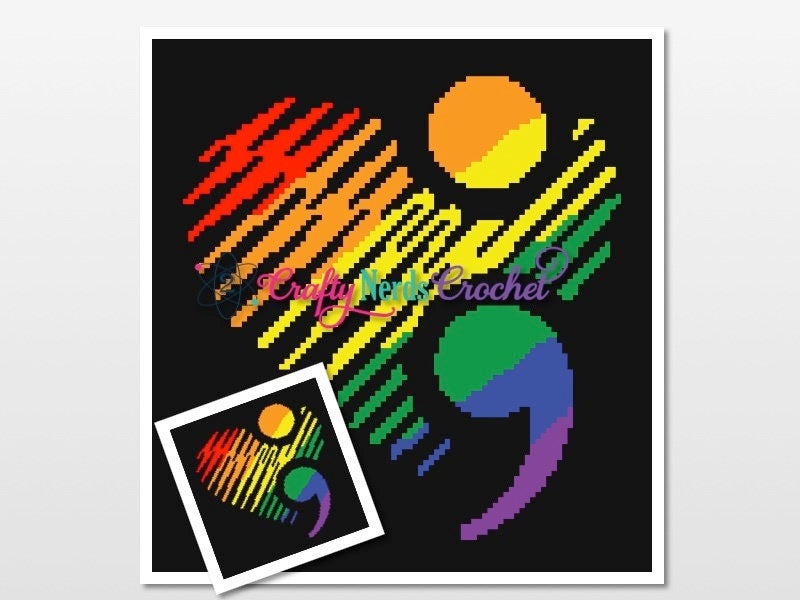 You Matter Rainbow Semicolon Pattern Graph With Mini C2C Written