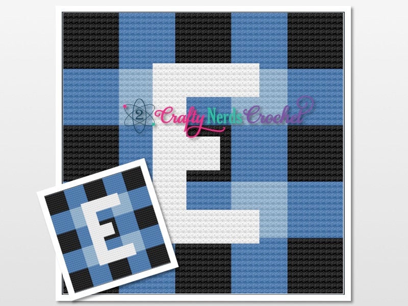 Buffalo Plaid With An E Pattern Graph With C2C Written, Buffalo Plaid Graphgan, Plaid Blanket, Plaid Crochet Pattern, Plaid Pattern, Graph