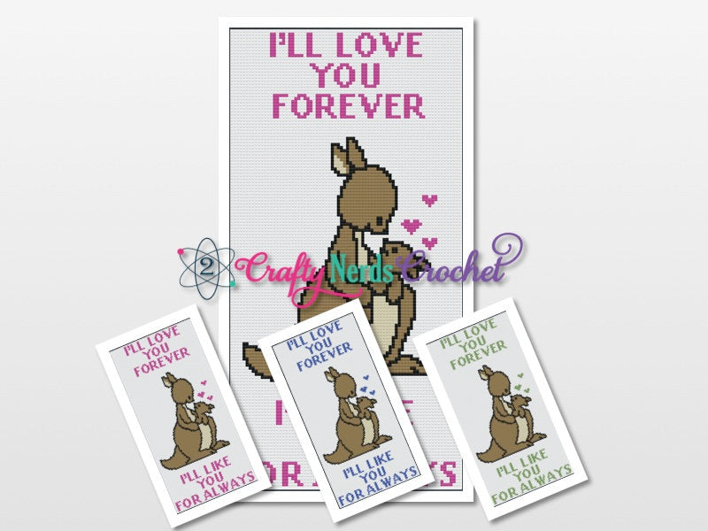 I'll Love You Forever Kangaroo Pattern Graph With Mini C2C Written, Kangaroo Graphgan, Kangaroo Blanket, Kangaroo Crochet Pattern, Pattern