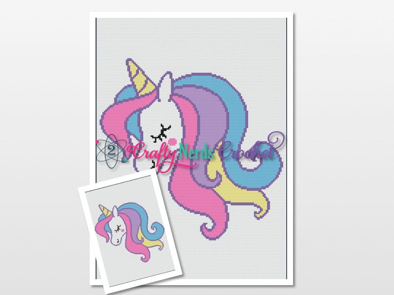 Baby Unicorn Pattern Graph With Single Crochet and TSS written, Unicorn Graphgan, Unicorn Blanket, Unicorn Crochet Pattern, Unicorn Pattern