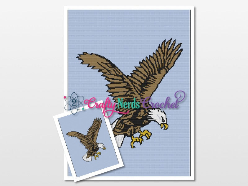 Flying Eagle Pattern Graph With Single Crochet Written, Flying Eagle Graphgan, Flying Eagle Blanket, Eagle Crochet Pattern, Eagle Pattern