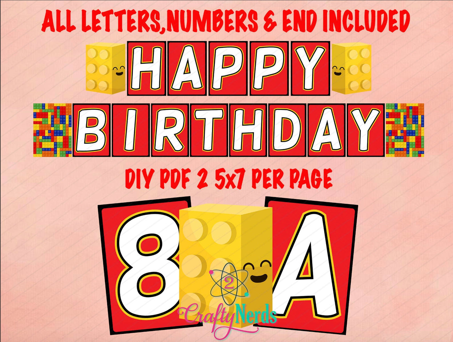 Building Blocks Birthday Party Pack, Labels Tags Banner Colorful Bricks | Editable Instant Download | Edit Online NOW Corjl | INSTANT ACCESS