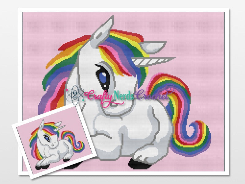 Baby Unicorn Pattern Graph With Single Crochet written, Unicorn Graphgan, Unicorn Blanket, Unicorn Crochet Pattern, Unicorn Pattern, Throw