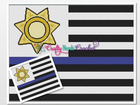 Police Star Flag Pattern Graph With Single Crochet SC Written, Police Graphgan, Police Blanket, Police Crochet Pattern, Police graph
