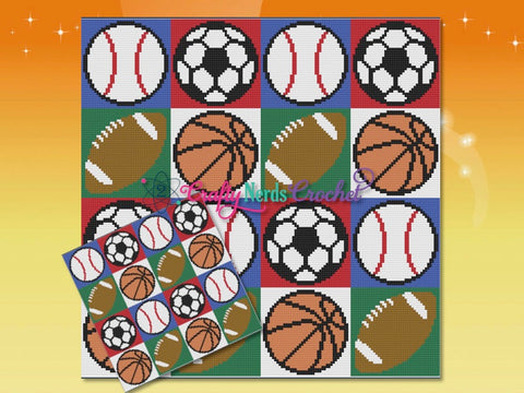 Sports Balls Alternating Pattern Graph With Single Crochet Written, Sports Balls Graphgan, Sports Balls Blanket, Sports Balls Crochet graph