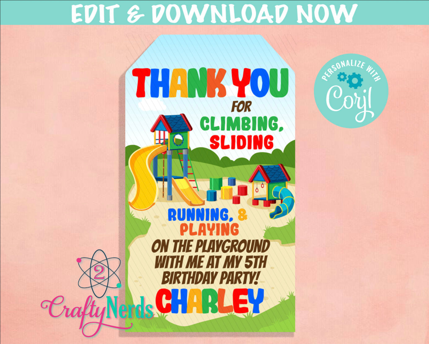 Playground Party Birthday Invitation With Photo, Party in the Park | Editable Instant Download | Edit Online NOW Corjl | INSTANT ACCESS