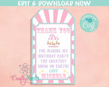 Carnival Ticket Birthday Invitation Pastel, Circus invitation Pastel | Editable Instant Download Edit Online NOW Corjl | INSTANT ACCESS