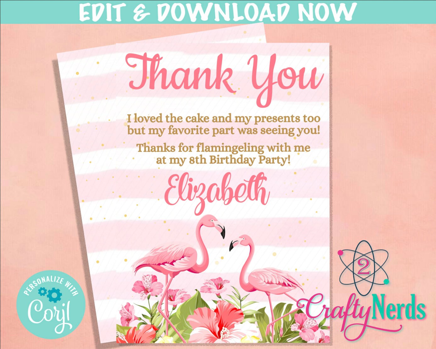 Lets Flaminagle Birthday Party Electronic Invitation, Flamingo Evite | Editable Instant Download | Edit Online NOW Corjl | INSTANT ACCESS