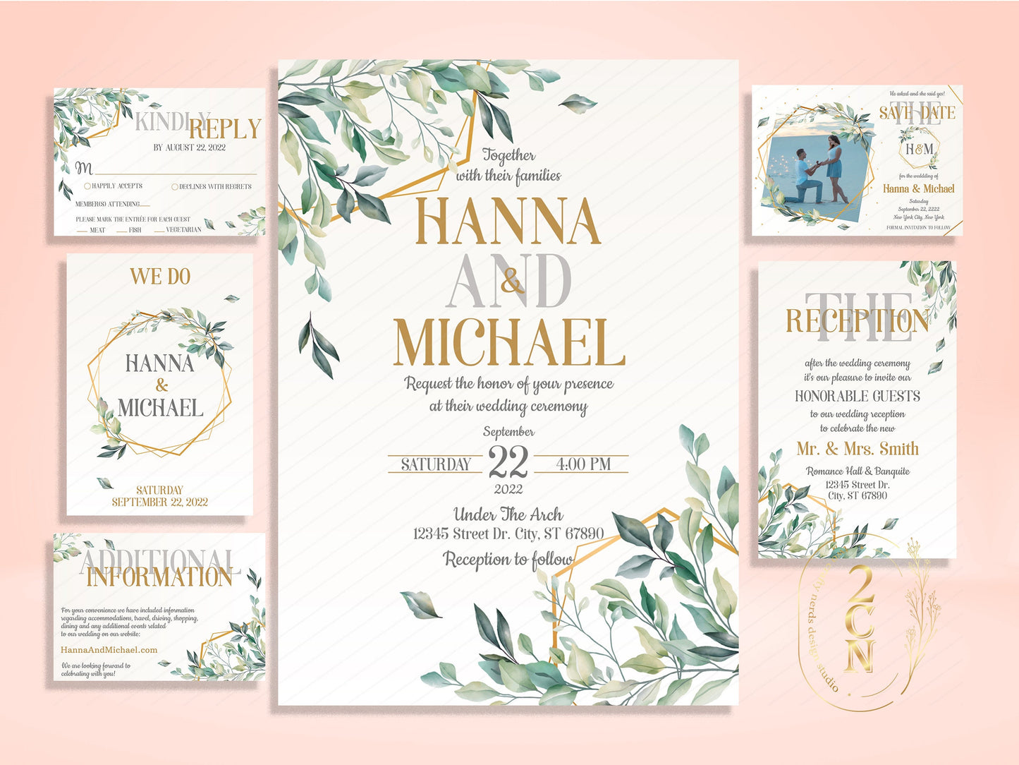 Wedding Invitation, Wedding Suite, Save the date, Wedding Invite 6Items | Editable Instant Download | Edit Online NOW Corjl | INSTANT ACCESS