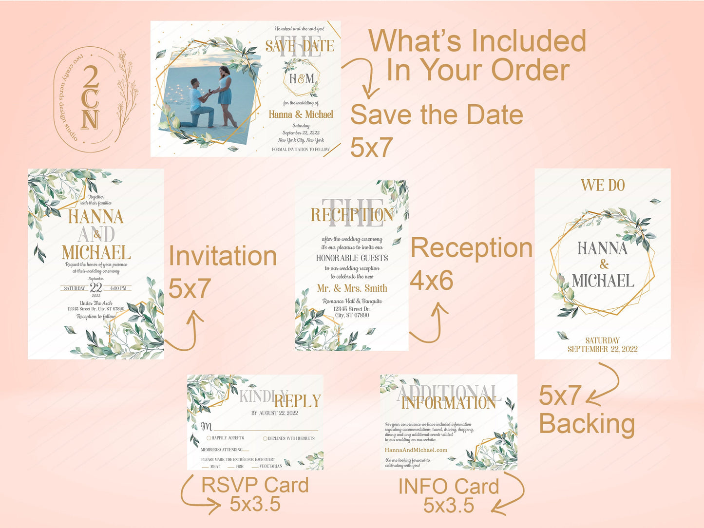 Wedding Invitation, Wedding Suite, Save the date, Wedding Invite 6Items | Editable Instant Download | Edit Online NOW Corjl | INSTANT ACCESS