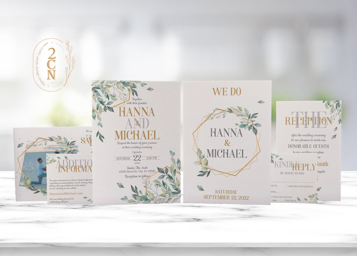 Wedding Invitation, Wedding Suite, Save the date, Wedding Invite 6Items | Editable Instant Download | Edit Online NOW Corjl | INSTANT ACCESS