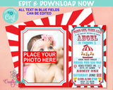 Carnival Ticket Birthday Invitation with photo, Circus invitation | Editable Instant Download | Edit Online NOW Corjl | INSTANT ACCESS