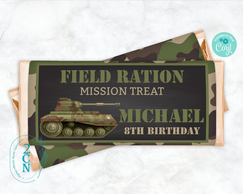 Army Chocolate Bar Wrapper, Army Camo Candy Wrapper 2 Size Hershey Aldi | Editable Instant Download | Edit Online NOW Corjl | INSTANT ACCESS