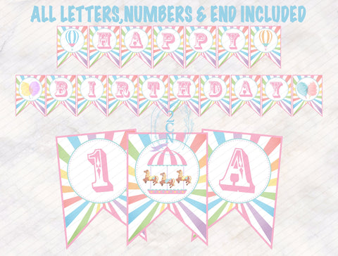Carnival Circus Banner All Letters Numbers and Ends, INSTANT DOWNLOAD, Digital PDF File, Circus Birthday Banner, Circus Banner, Circus Decor