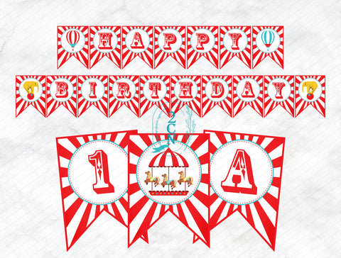 Carnival Circus Banner All Letters Numbers and Ends, INSTANT DOWNLOAD, Digital PDF File, Circus Birthday Banner, Circus Banner, Circus Decor