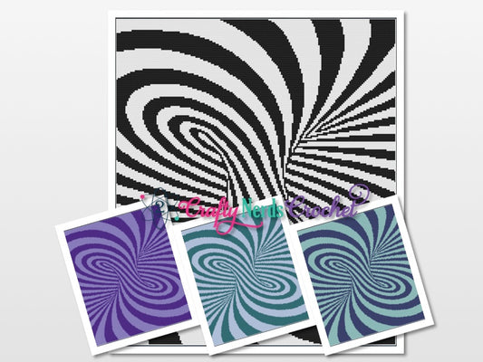 Illusion 3 Swirl no Shadow 180x210 Pattern Graph with SC Single Crochet Written