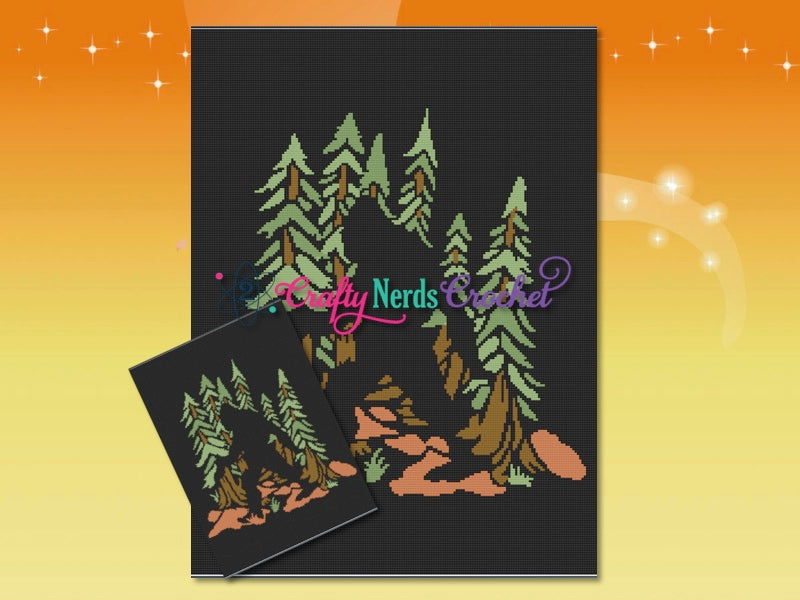 Bigfoot Silhouette Graph With Single Crochet Written, Bigfoot Graphgan, Bigfoot Blanket, Bigfoot Crochet Pattern graph, Bigfoot