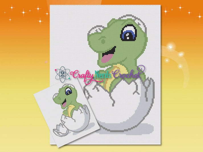 Hatching Dinosaur Pattern Graph With SC Single Crochet Written, Dinosa ...