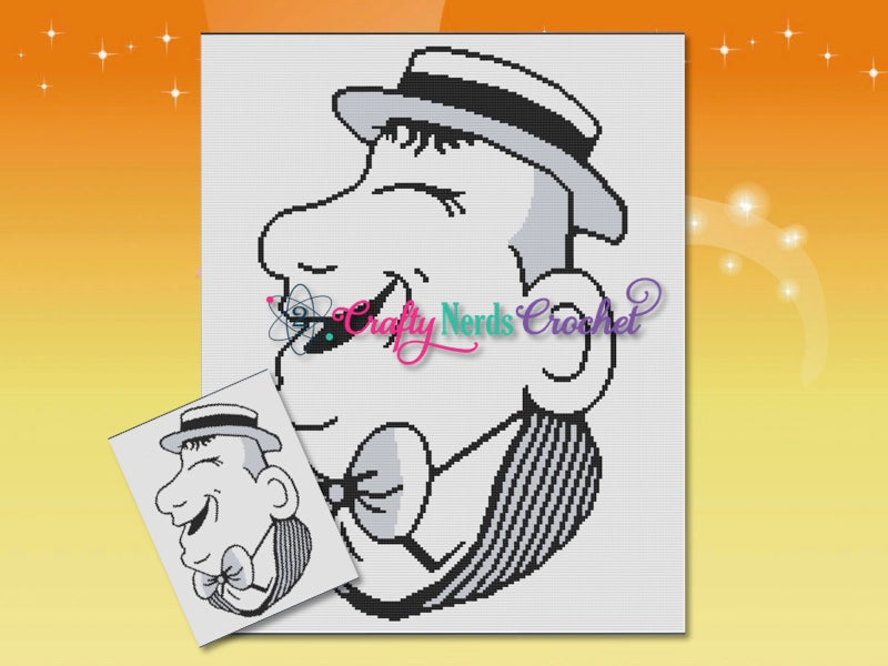 Upside Down Faces Illusion Crochet Pattern Graph with SC/ESC/TSS Written