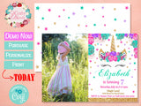 Unicorn Birthday Invitation Party Hot Pink, Turquoise, Purple | Editable Instant Download | Edit Online NOW Corjl | INSTANT ACCESS T1