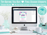 Unicorn Birthday Invitation Silver Hot Pink, Turquoise, Lavender Purple | Editable Instant Download | Edit Online NOW Corjl | INSTANT ACCESS