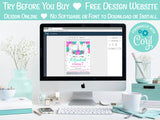 Unicorn Birthday Thank You Card Silver, Hot Pink, Turquoise, Purple | Editable Instant Download | Edit Online NOW Corjl | INSTANT ACCESS