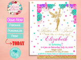 Fairy Birthday Invitation Party Hot Pink, Turquoise, Lavender Purple | Editable Instant Download | Edit Online NOW Corjl | INSTANT ACCESS