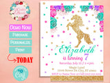 Horse Birthday Invitation Party Hot Pink, Turquoise, Lavender Purple | Editable Instant Download | Edit Online NOW Corjl | INSTANT ACCESS