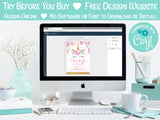 Unicorn Birthday Invitation Party Pastel Pink and White | Editable Instant Download | Edit Online NOW Corjl | INSTANT ACCESS