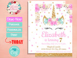 Unicorn Birthday Invitation Party Pastel Pink and White | Editable Instant Download | Edit Online NOW Corjl | INSTANT ACCESS