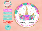 Unicorn Birthday Label Party Hot Pink, Turquoise, Lavender Purple | Editable Instant Download | Edit Online NOW Corjl | INSTANT ACCESS T1