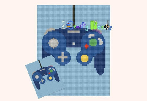 Nintendo Gamecube Controller C2C Pattern Size 60x75 Graph DIY & Written PDF Instructions Printable Digital Grid Crochet Knit Do It Yourself