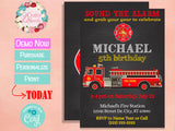 Firefighter Birthday Invitation, Fire Truck Invitation, Fireman Party | Editable Instant Download | Edit Online NOW Corjl | INSTANT ACCESS