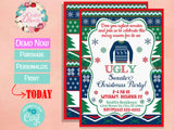 Ugly Christmas Sweater Party Invitation | Christmas Invitation | Editable Instant Download | Edit Online NOW Corjl | INSTANT ACCESS