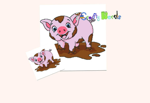 Muddy Pig SC 200x200 Pattern Graph DIY & Written PDF Instructions Printable Digital Grid Crochet Knit Do It Yourself