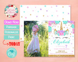 Unicorn Birthday Invitation With Photo Pastel Pink, Teal, Purple, Gold | Editable Instant Download | Edit Online NOW Corjl | INSTANT ACCESS