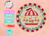 Carousel Carnival Circus Birthday Label, Carnival Birthday, Circus Tag | Editable Instant Download | Edit Online NOW Corjl | INSTANT ACCESS