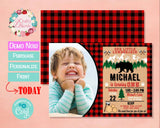 Lumberjack Red Plaid Birthday Invitation With Photo, Buffalo Plaid Party| Editable Instant Download | Edit Online NOW Corjl | INSTANT ACCESS