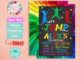 Jump Birthday Invitation, Bounce House Party, Jump Theme, Bounce Theme | Editable Instant Download | Edit Online NOW Corjl | INSTANT ACCESS