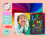 Jump Birthday Invitation, Bounce House Party, Jump Theme, Bounce Theme | Editable Instant Download | Edit Online NOW Corjl | INSTANT ACCESS