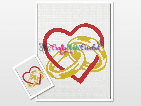 Rings Linked With Heart Pattern Graph With C2C Written