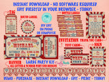 Circus Carnival Ticket Birthday Party Pack, Circus Birthday invitation | Editable Instant Download | Edit Online NOW Corjl | INSTANT ACCESS