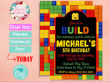 Colorful Building Blocks Birthday Invitation, Blocks Birthday Party | Editable Instant Download | Edit Online NOW Corjl | INSTANT ACCESS