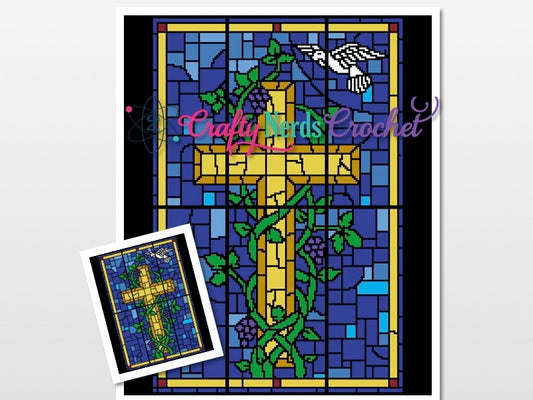 Stained Glass Window Cross Pattern Graph With Single Crochet Written