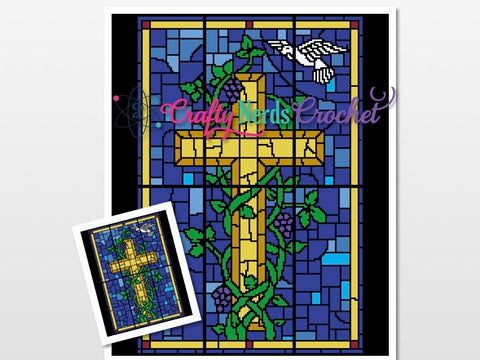 Stained Glass Window Cross Pattern Graph With Single Crochet Written