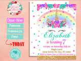 Unicorn Birthday Invitation Party Hot Pink, Turquoise, Purple | Editable Instant Download | Edit Online NOW Corjl | INSTANT ACCESS T1