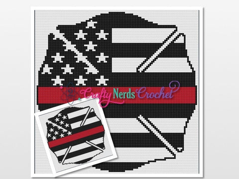 Maltese Cross Thin Red Line Pattern Graph With Mini C2C Written