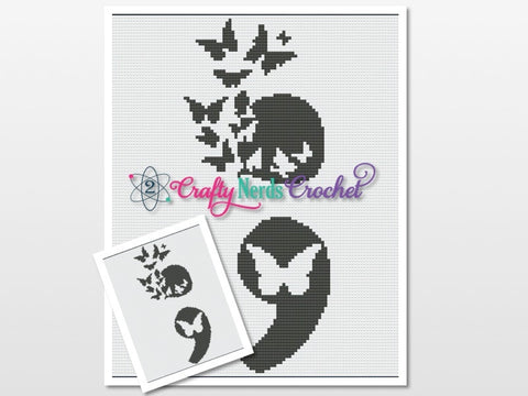 Semicolon Butterflies Pattern Graph With Mini C2C Written