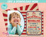 Carnival Circus Birthday Invitation With Photo, Circus Party, Carnival | Editable Instant Download | Edit Online NOW Corjl | INSTANT ACCESS